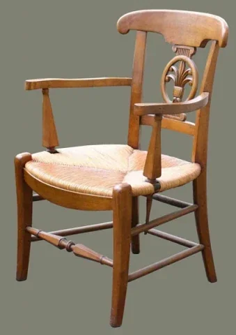 Fauteuil palmette paillé